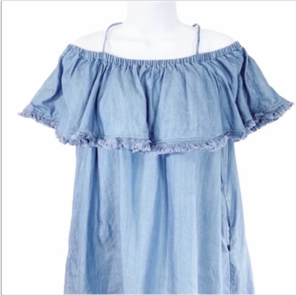 EASEL off shoulder denim dress S